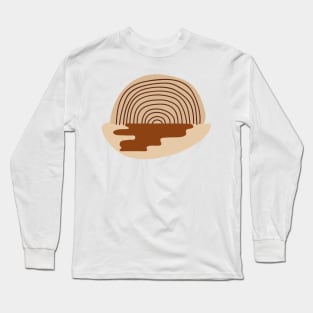 Warm Toned Boho Rainbow And Boho line Art Design Long Sleeve T-Shirt